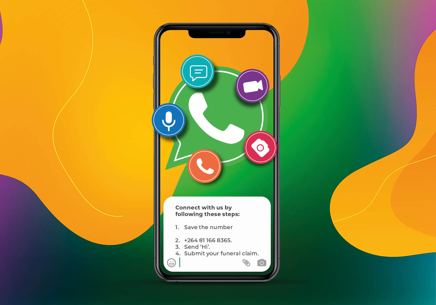 WhatsApp screen displaying how to contact Old Mutual